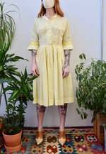 Fifties Sunny Yellow Striped Day Dress