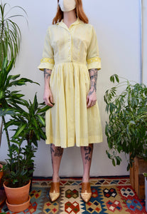 Fifties Sunny Yellow Striped Day Dress