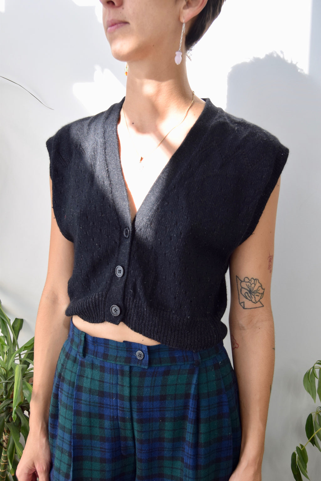 Black Eyelet Sweater Vest