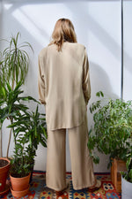 Beige Rayon Lounge Suit