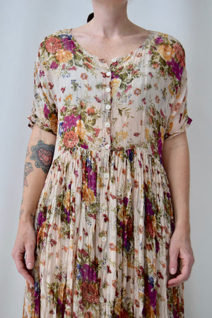 Crinkled Rayon Floral Dress