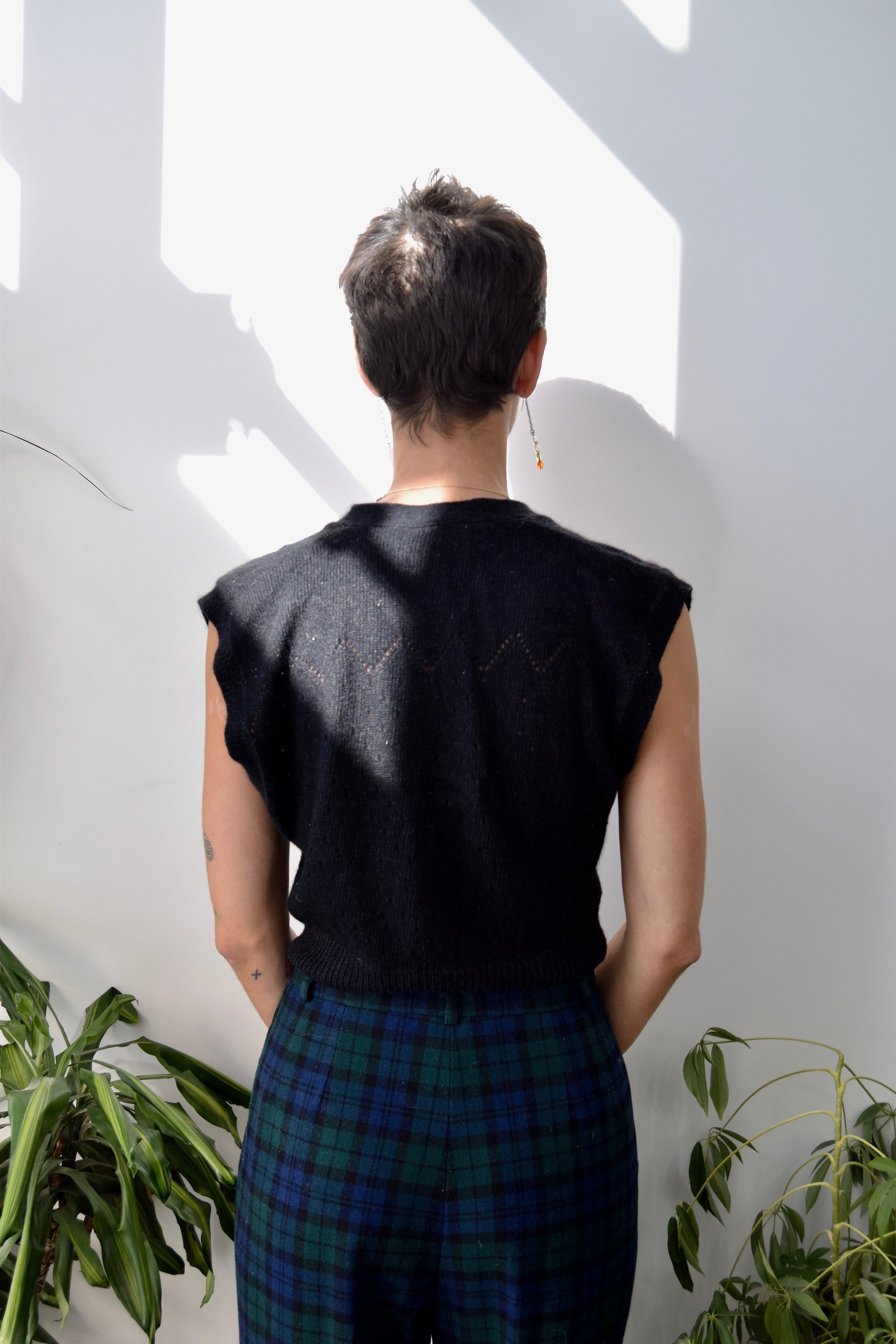 Black Eyelet Sweater Vest