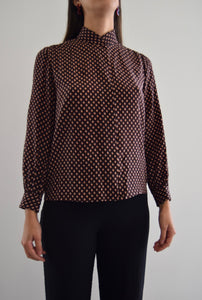 80's Anne Crimmins for UMI Printed Silk Blouse
