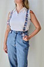 90's Plaid Suspender Jeans