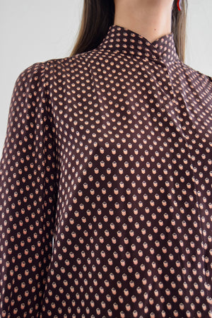 80's Anne Crimmins for UMI Printed Silk Blouse