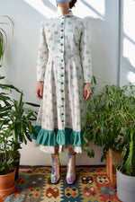 Vintage Green Wild Rose Cotton Shirt Dress