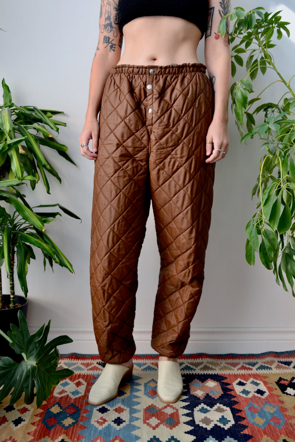 Quilted Brown Pants