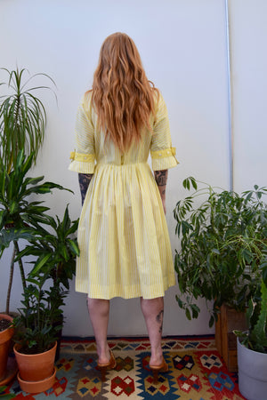 Fifties Sunny Yellow Striped Day Dress