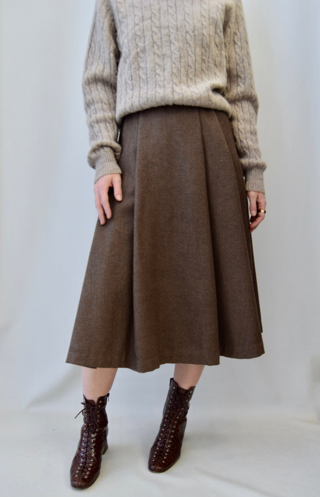 Eighties "Agatha Brown" Wool Skirt