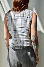 Neutral Plaid Linen Tank