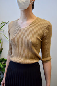 Sand Elbow Sleeve Knit Top