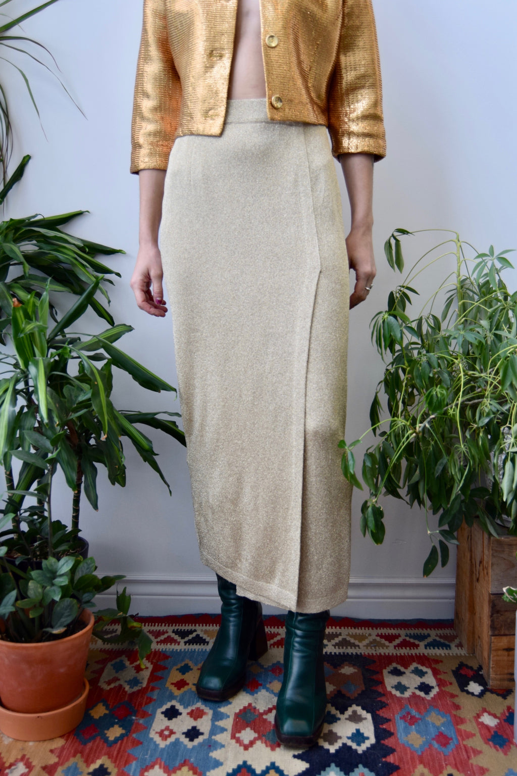 Gold Knit Maxi Skirt