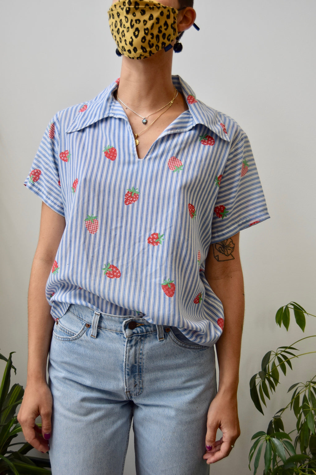 Seventies Strawberry Polo Top