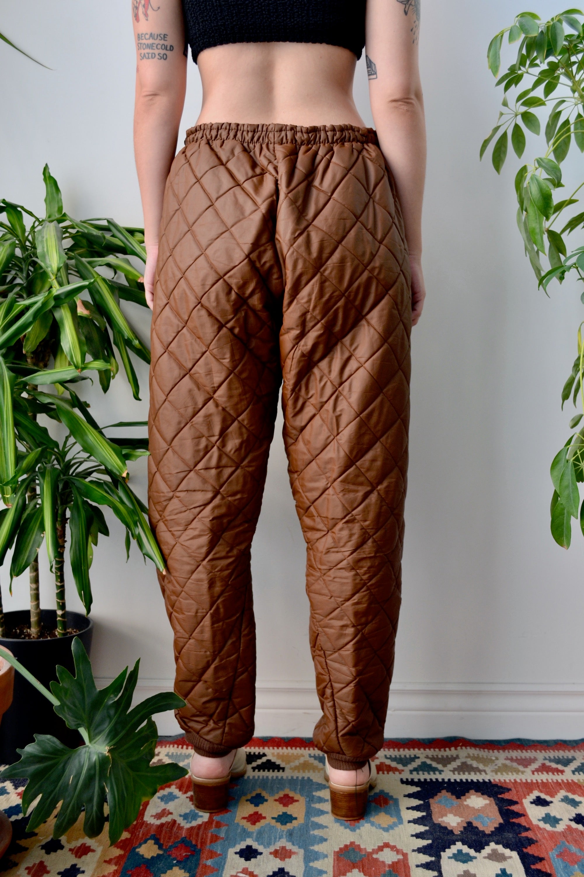 Quilted Brown Pants