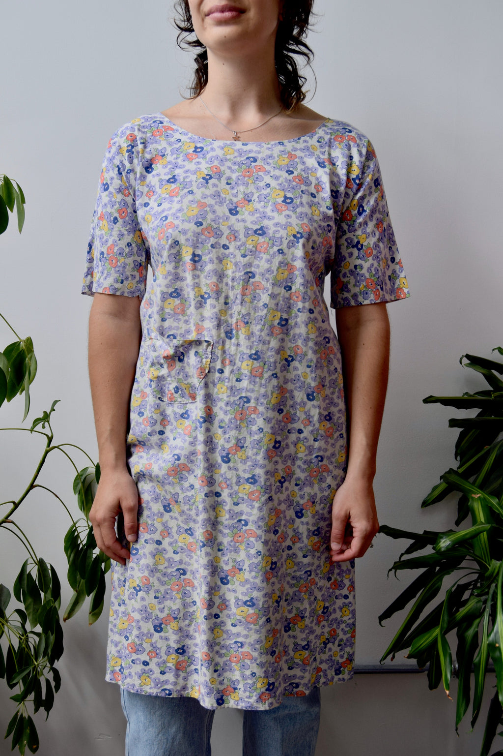 Muted Floral Smock Dress