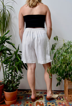 Ivory Linen Trouser Shorts