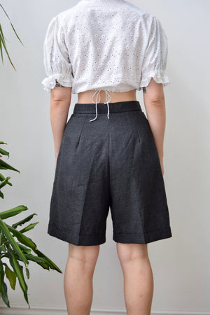 Charcoal Wool Trouser Shorts