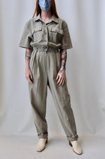 Khaki Linen Blend Jumpsuit