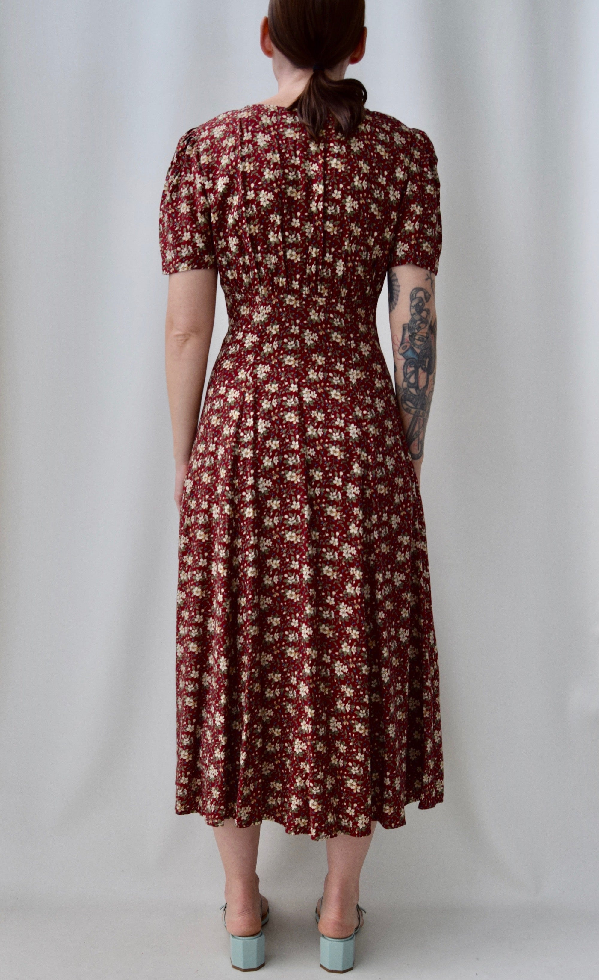 90's "All That Jazz" Floral Wine Dress