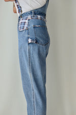 90's Plaid Suspender Jeans