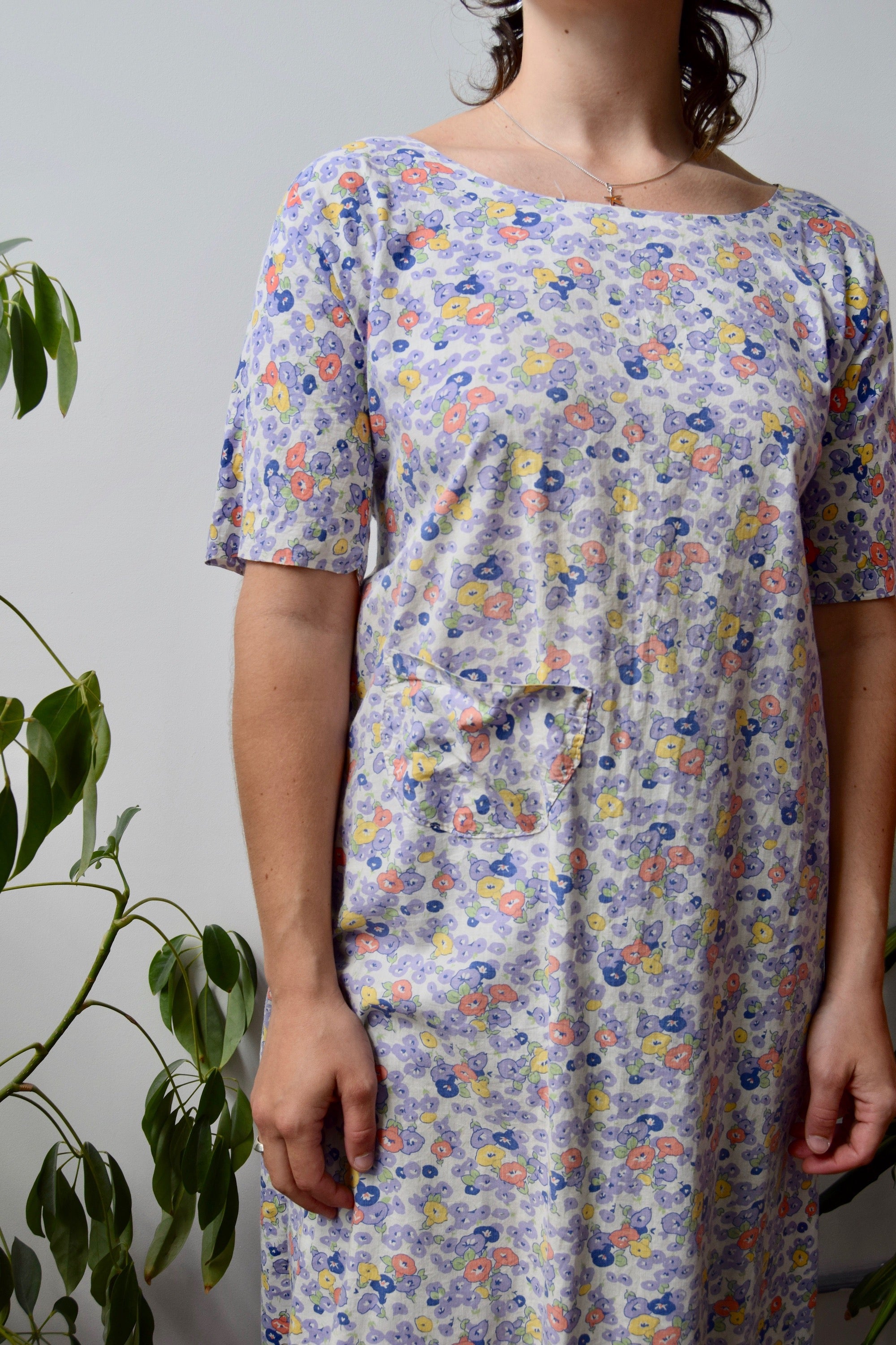 Muted Floral Smock Dress