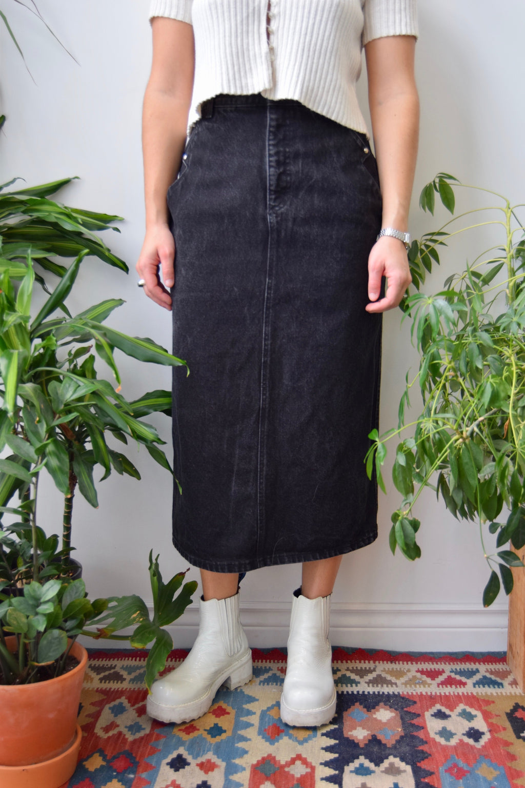 Eighties Black Denim Skirt