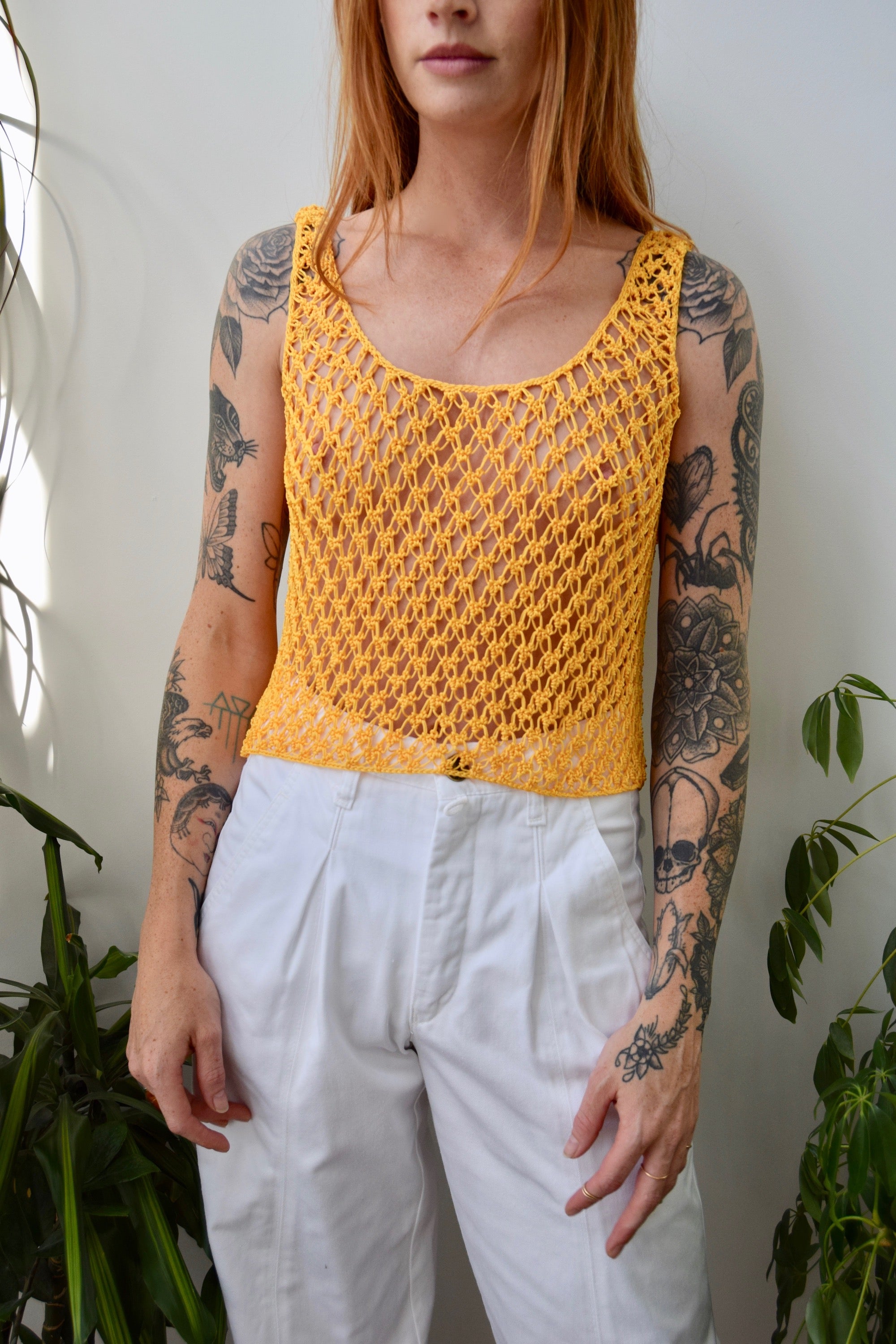 Yellow Rayon Knit Tank