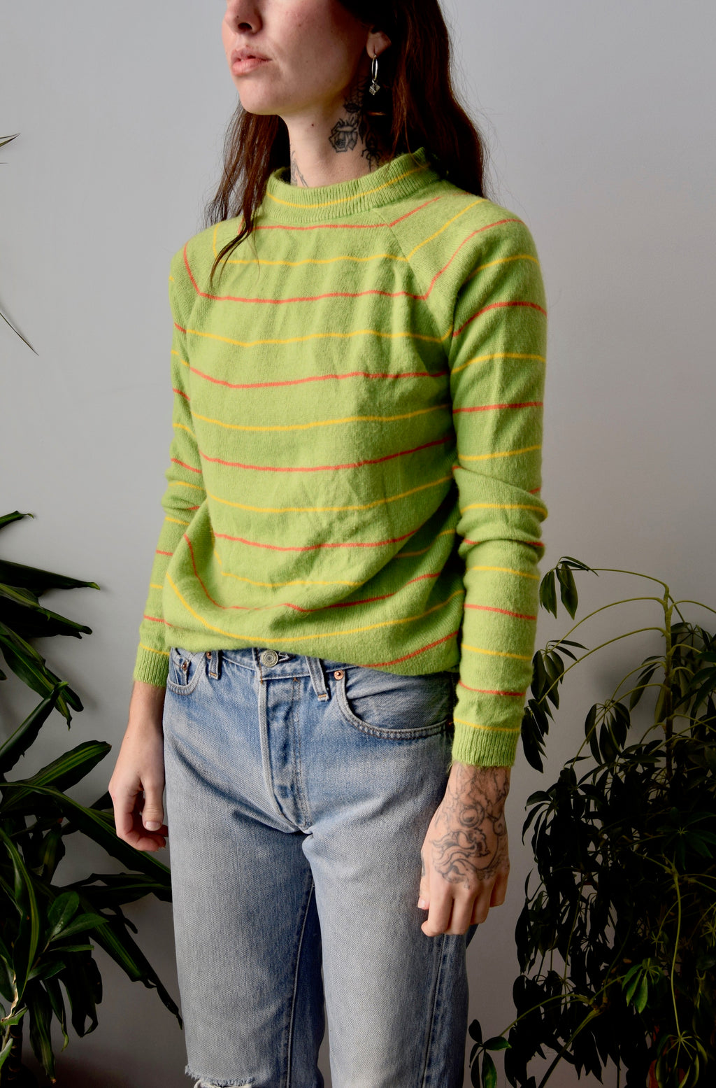 Striped Lime Knit Top