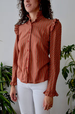 Eighties Rust Ruffle Blouse