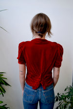 Vintage Red Velvet Blouse