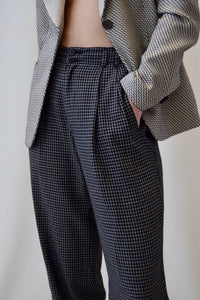 Black & White Grid Patterned Rayon Trousers