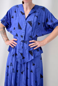 Abstract 80's Periwinkle Dress