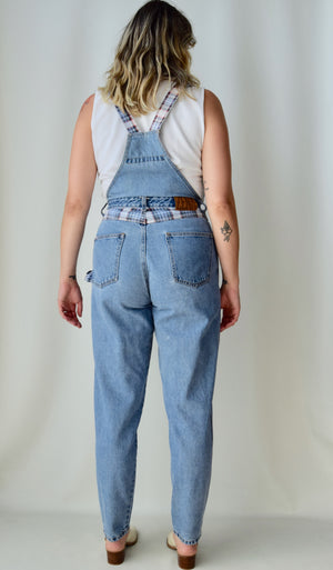 90's Plaid Suspender Jeans