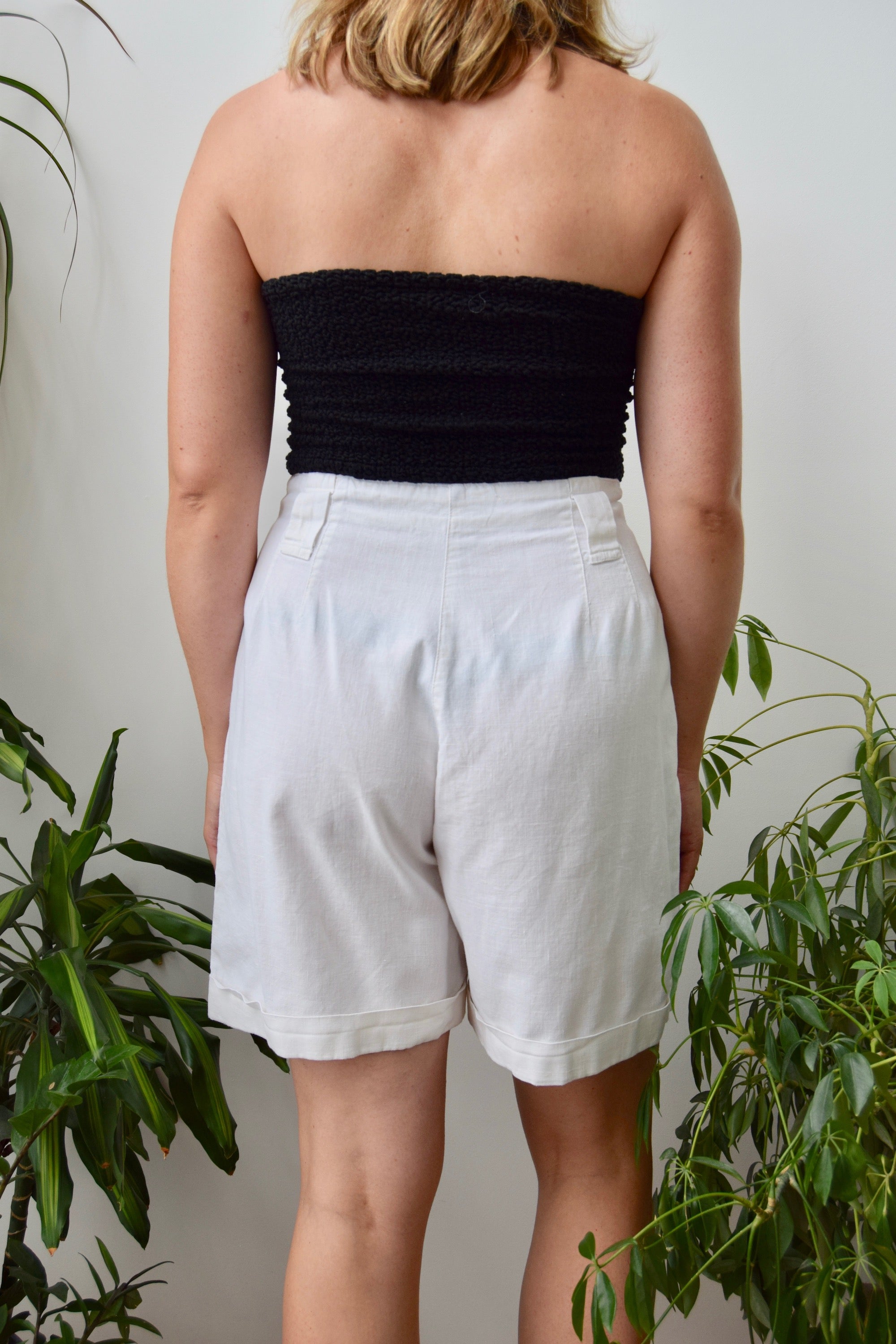 Cuffed Cotton Linen Trouser Shorts