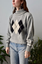 Silk Angora Argyle Turtleneck