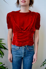 Vintage Red Velvet Blouse