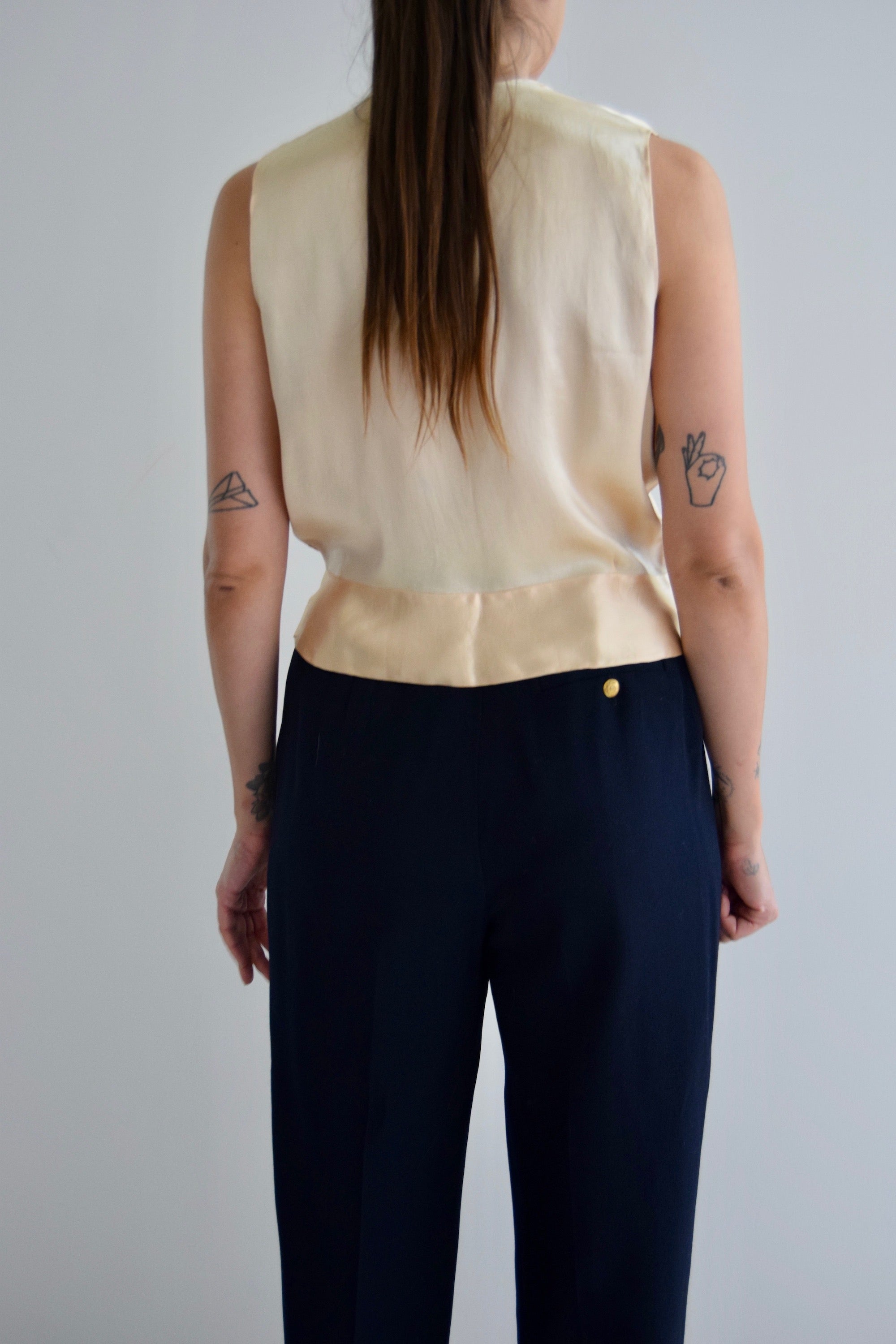 Vintage Dusty Gold Silky Sleeveless Top