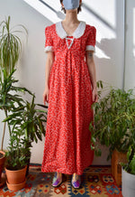 Seventies Valentines Floral Heart Maxi Dress