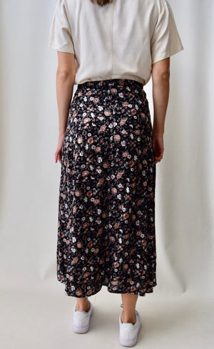 Nineties Floral Button Down Midi Skirt