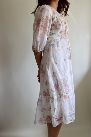 Vintage 1970's Butterfly and Wildflower Dress