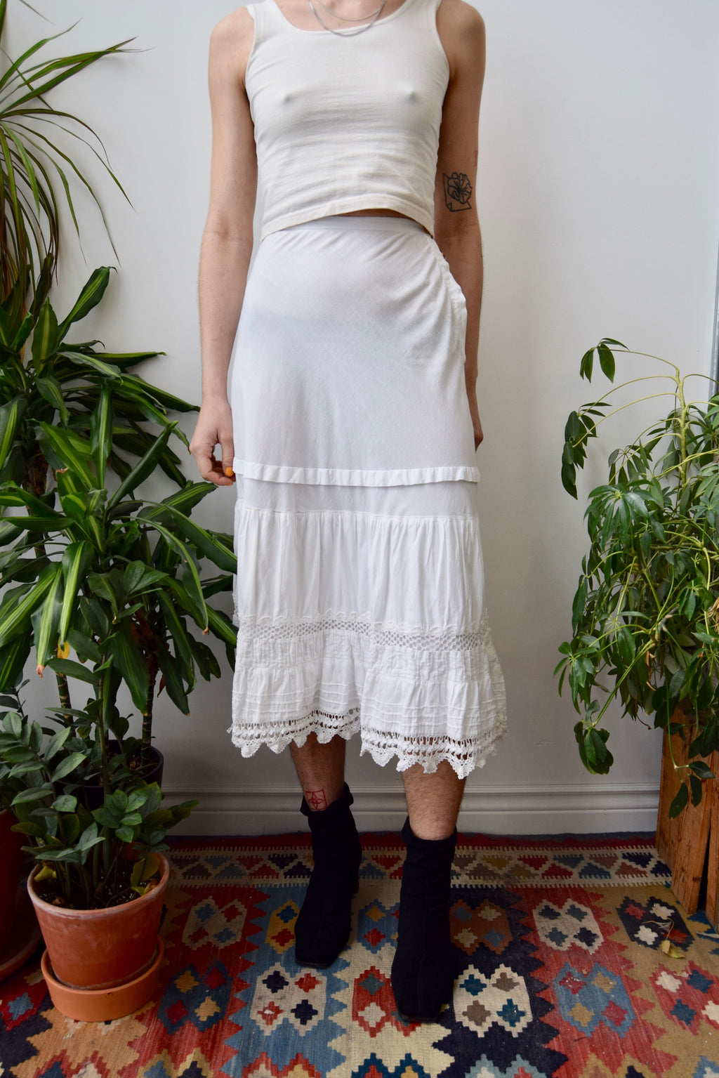 Seventies Antique Inspired Cotton Skirt