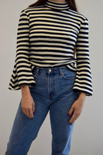 Parisian Striped Bell Sleeve Sweater