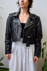 Cropped Leather Moto Jacket