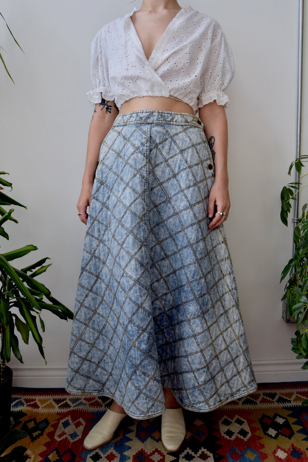 Perry Ellis Quilted Maxi Skirt