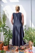 Black Linen Button Front Dress