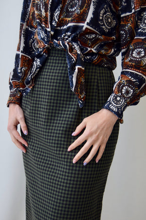 Mossy Gingham Pencil Skirt