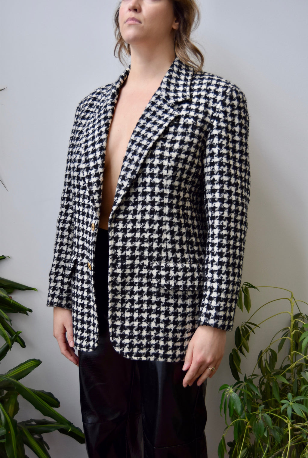 B&W Houndstooth Blazer