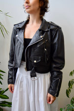 Cropped Leather Moto Jacket