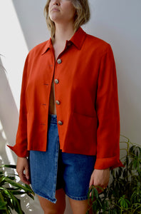 Boxy Orange Silk Jacket