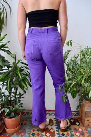 Seventies Purple Embroidered Flares